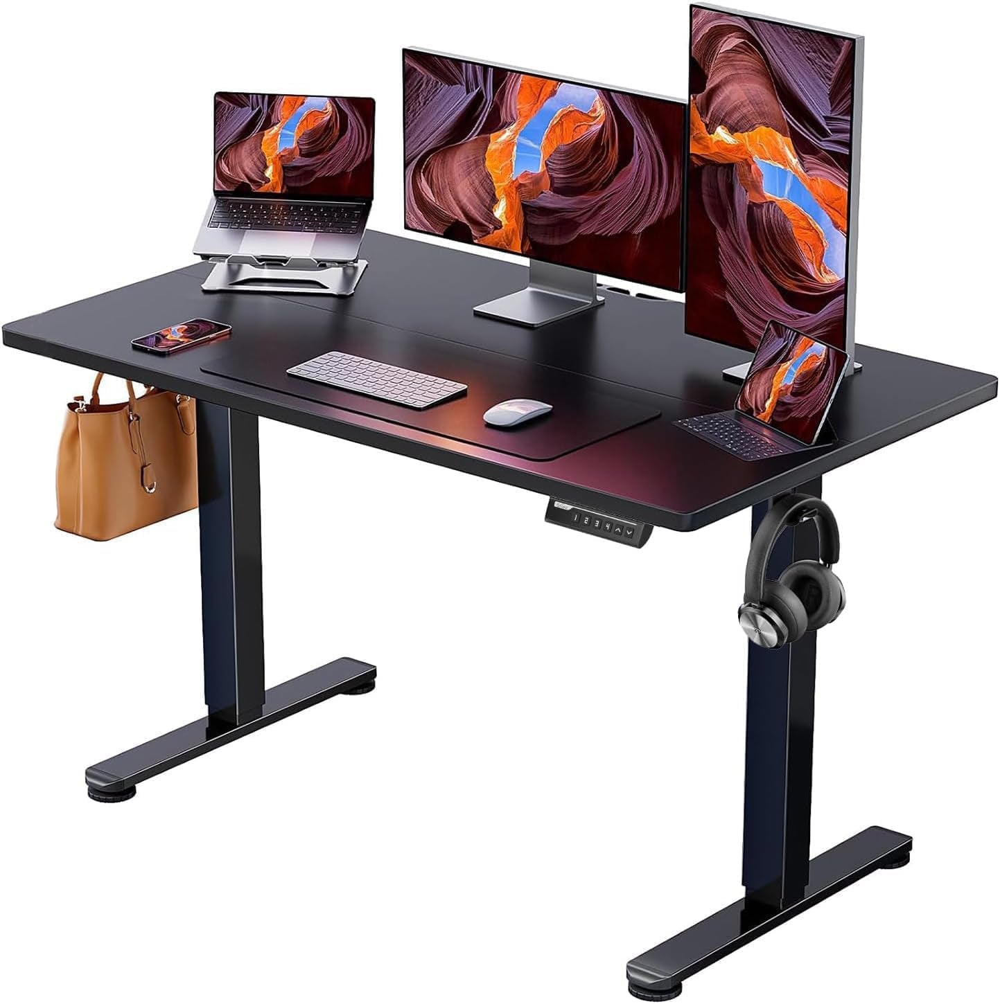 Height Adjustable Electric Standing Desk, 48 X 24 Inches Sit Stand up Desk, Memory Computer Home Office Desk (Black)